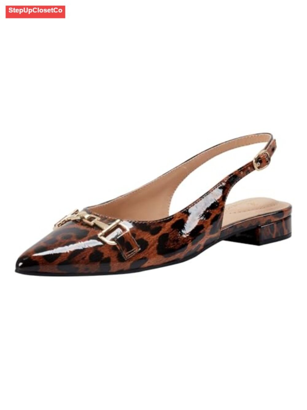 Slingback Pointed Toe Block Heel Sandals with Embellished Upper